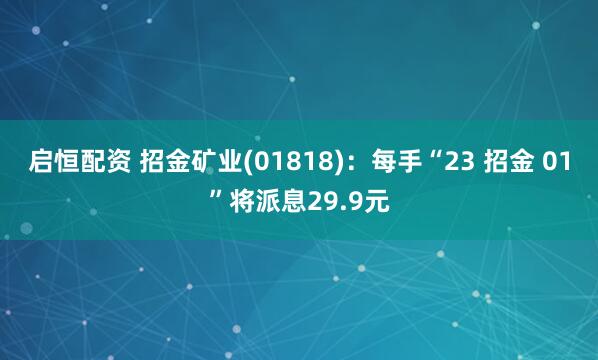 启恒配资 招金矿业(01818)：每手“23 招金 01”将派息29.9元
